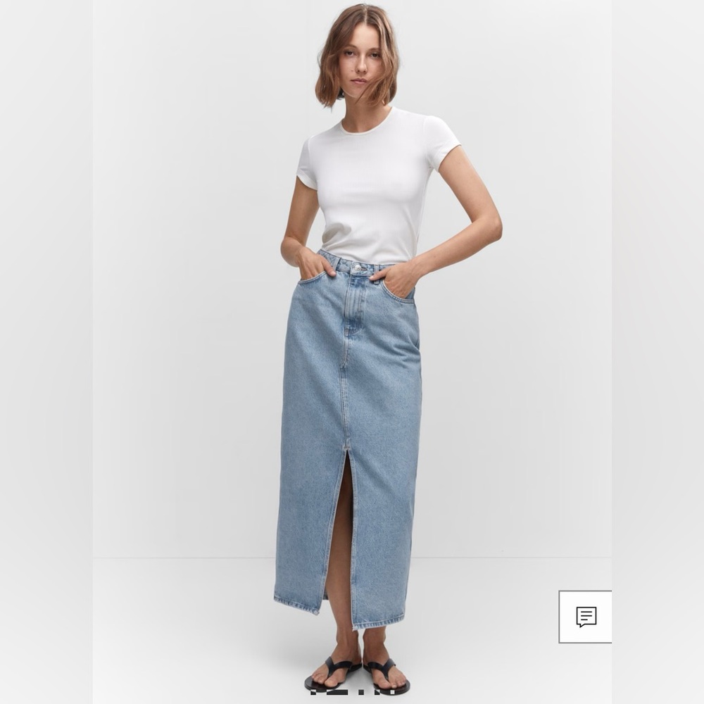 New no tags Mango Light Blue Denim Skirt